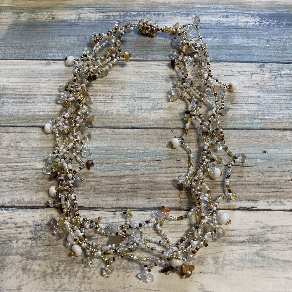 Luzy Beaded Necklace Magnetic Closure Artisan Multi-strand 21"